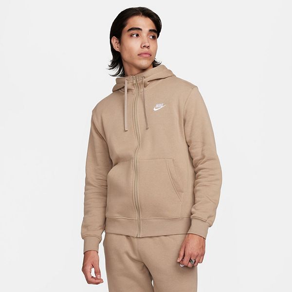 Men's Nike Sportswear Club Fleece Full-Zip Hoodie - Khaki (L)