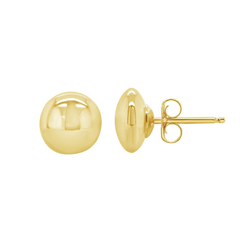 14K Rose Gold 4mm High Polish Button Ball Earrings, Womens, Yellow