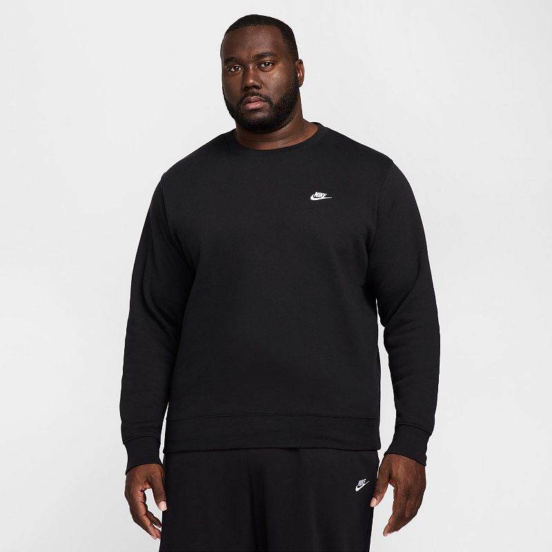 Men's Nike Club Fleece Crew, Size: Small, Black
