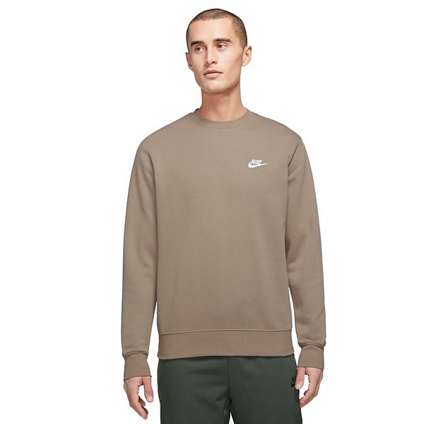 Nike Sportswear Club Fleece Men's Crew Color: Khaki/White Size: L