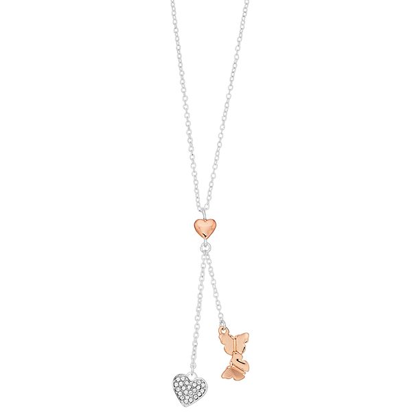 Brilliance Butterfly Heart Y Necklace With Swarovski Crystals