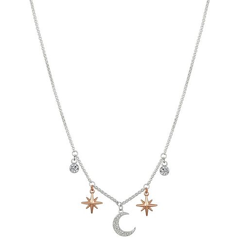 Brilliance Moon and Stars Charm Swarovski Crystal Necklace
