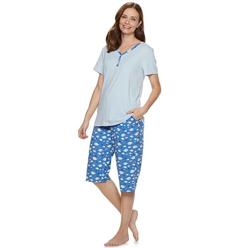 Women's Croft & Barrow® Sleep Henley & Skimmer Capri Pajama Set