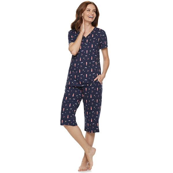 Petite Croft & Barrow® Sleep Henley & Capri Pajama Set