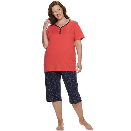 Plus Size Croft & Barrow Sleep Henley & Skimmer Capri Pajama Set