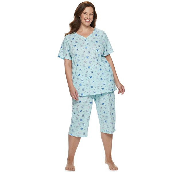 Plus Size Croft & Barrow Sleep Henley & Skimmer Capri Pajama Set