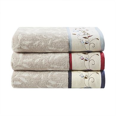 Madison Park Belle 6-piece Embroidered Cotton Jacquard Bath Towel Set