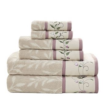Madison Park Belle 6 pc Embroidered Cotton Jacquard Bath Towel Set