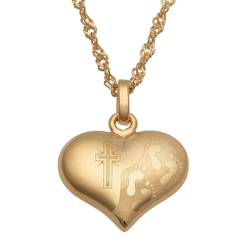 UPC 639211013716 product image for Sweet Sentiments Engraved Footprints Heart Pendant Necklace, Women's, Size: 20
