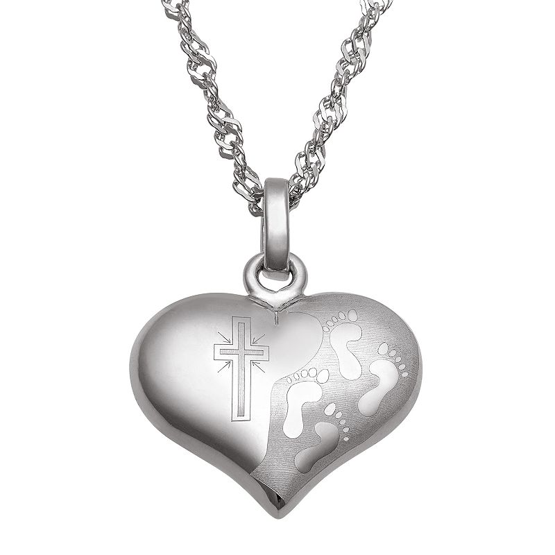 UPC 639211013723 product image for Sweet Sentiments Engraved Footprints Heart Pendant Necklace, Women's, Size: 20