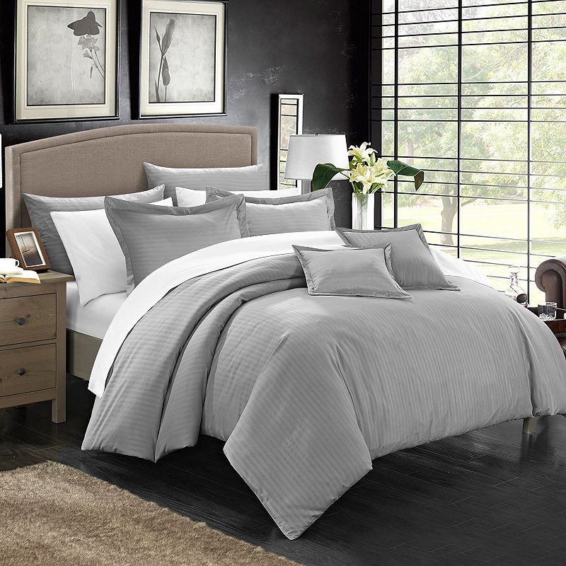 53219210 Chic Home Khaya Comforter Set, Grey, Full/Queen sku 53219210