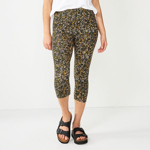 Women's Sonoma Goods For Life® Wide-Waistband Capri Leggings - Black  Floral (LARGE) – BrickSeek