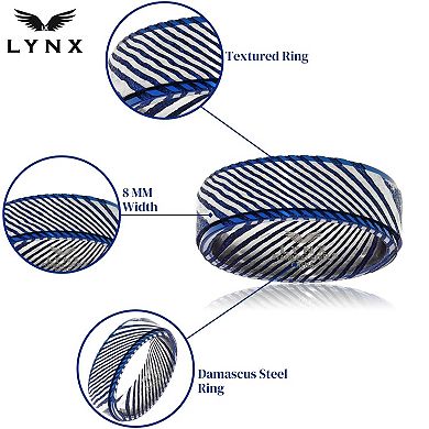 Men's LYNX Damascus Steel Ion Plated Ring