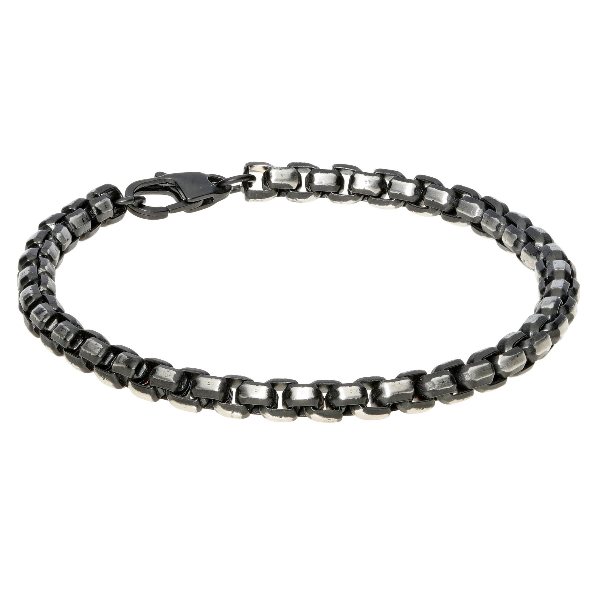 Mens LYNX Stainless Steel Ion-Plated Chain Bracelet, Size: 8.5, Black I
