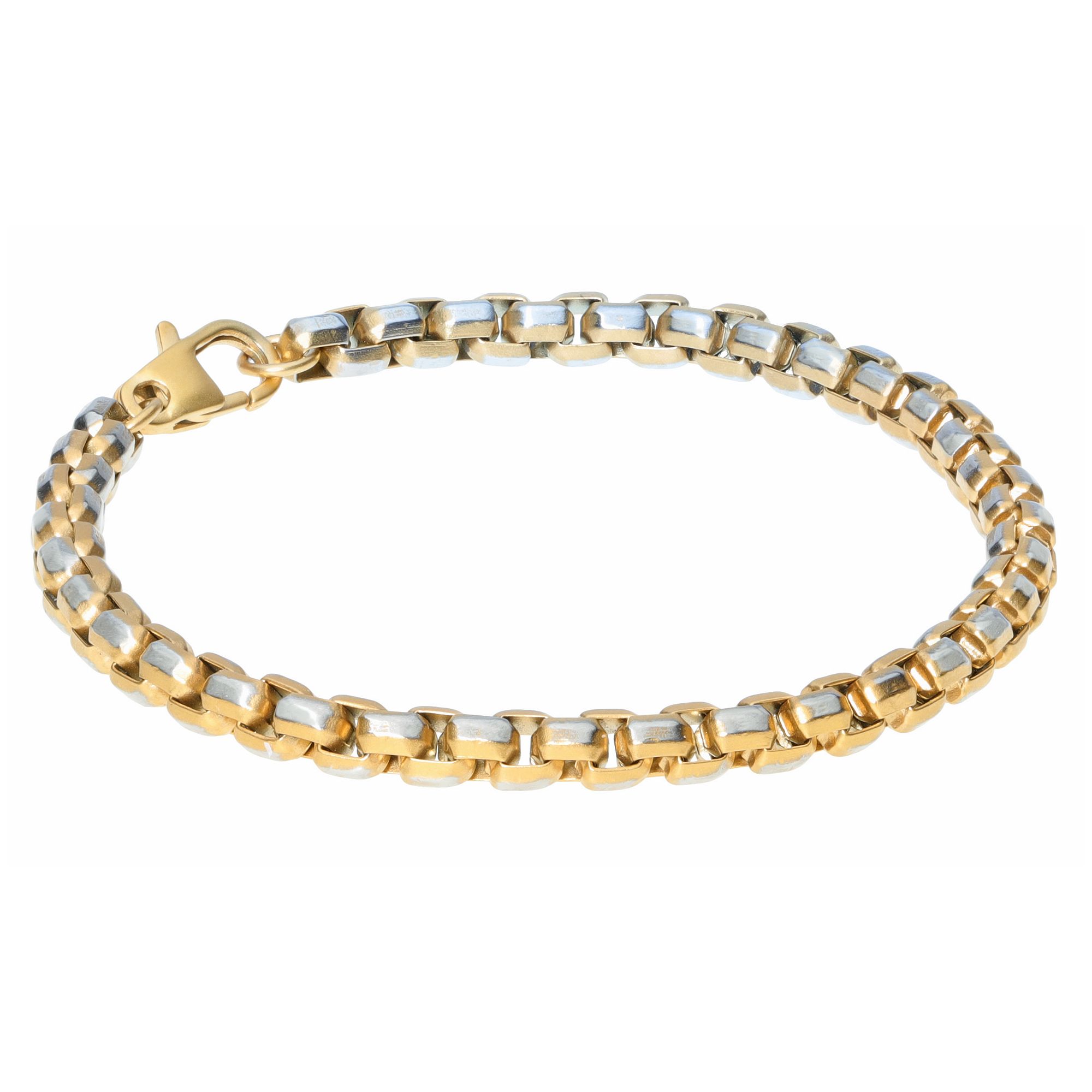 Mens LYNX Stainless Steel Ion-Plated Chain Bracelet, Size: 8.5, Gold Io