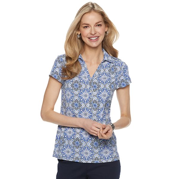 Women's Croft & Barrow® Short-Sleeve Collared Popover Top