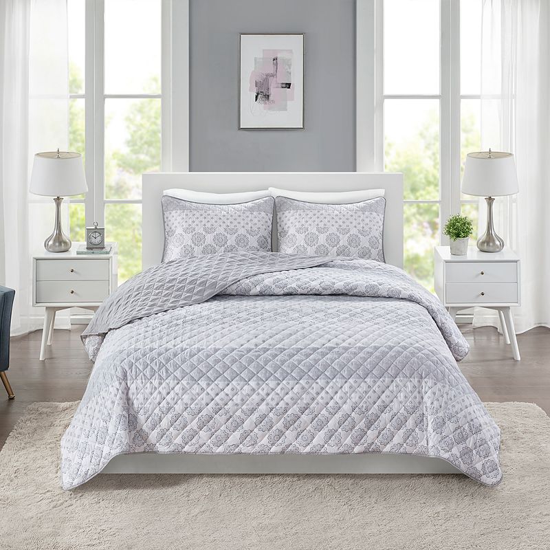 Madison Park Essentials Quilt Set, Grey, Full/Queen