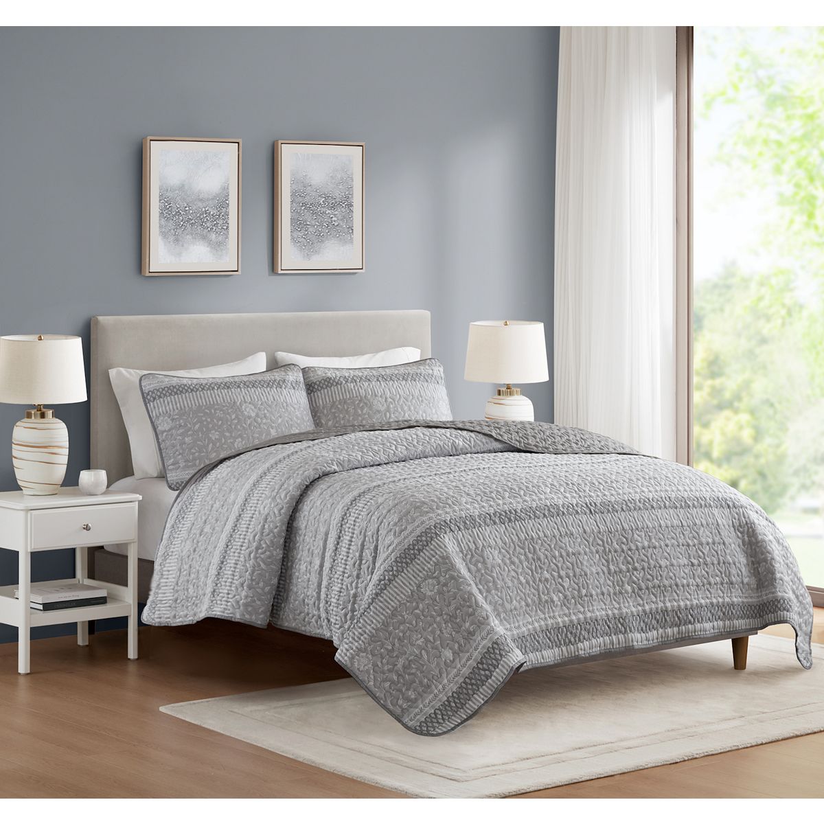 Madison Park Essentials Quilt Set - Gray Stripe, KING/CK$55.99