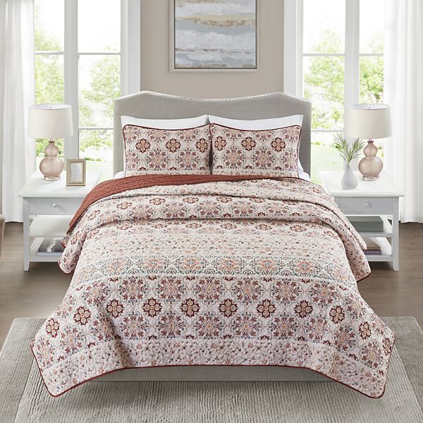 Madison Park Essentials Quilt Set - Striped Medallion (FULL/QUEEN)