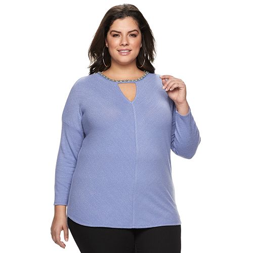 Plus Size Jennifer Lopez Cutout Dolman Top