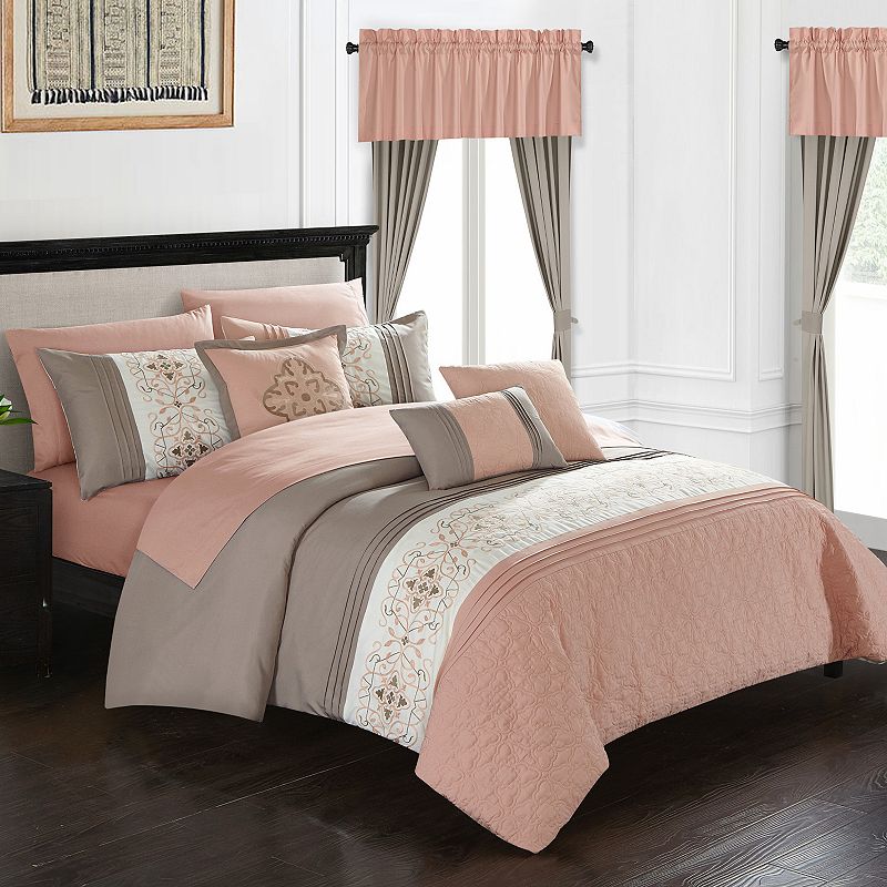 18466801 Chic Home Emily Comforter Set, Pink, King sku 18466801