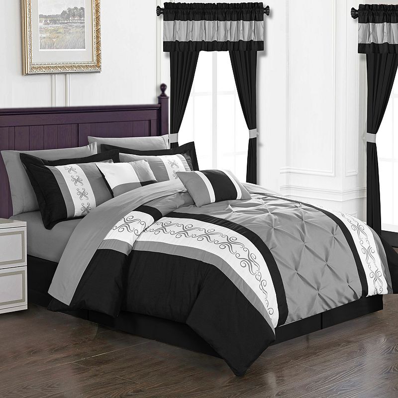 68274557 Chic Home Icaria Comforter Set, Black, Queen sku 68274557