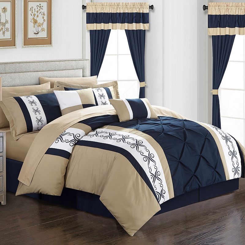 31071053 Chic Home Icaria Comforter Set, Blue, King sku 31071053