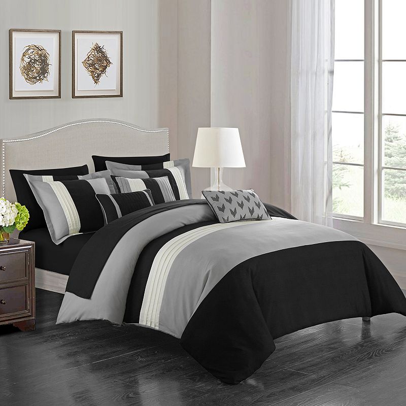 76092456 Chic Home Ayelet Comforter Set, Black, Twin sku 76092456