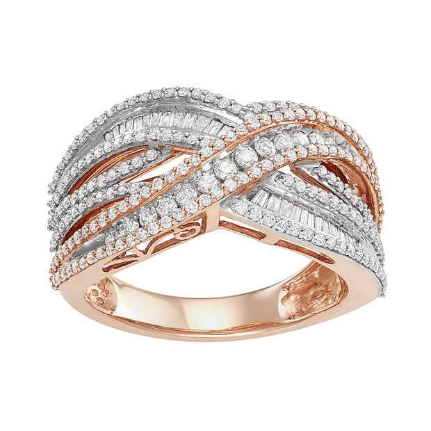 Rose Gold Diamante Crossover Ring  Fashion rings, Crossover ring