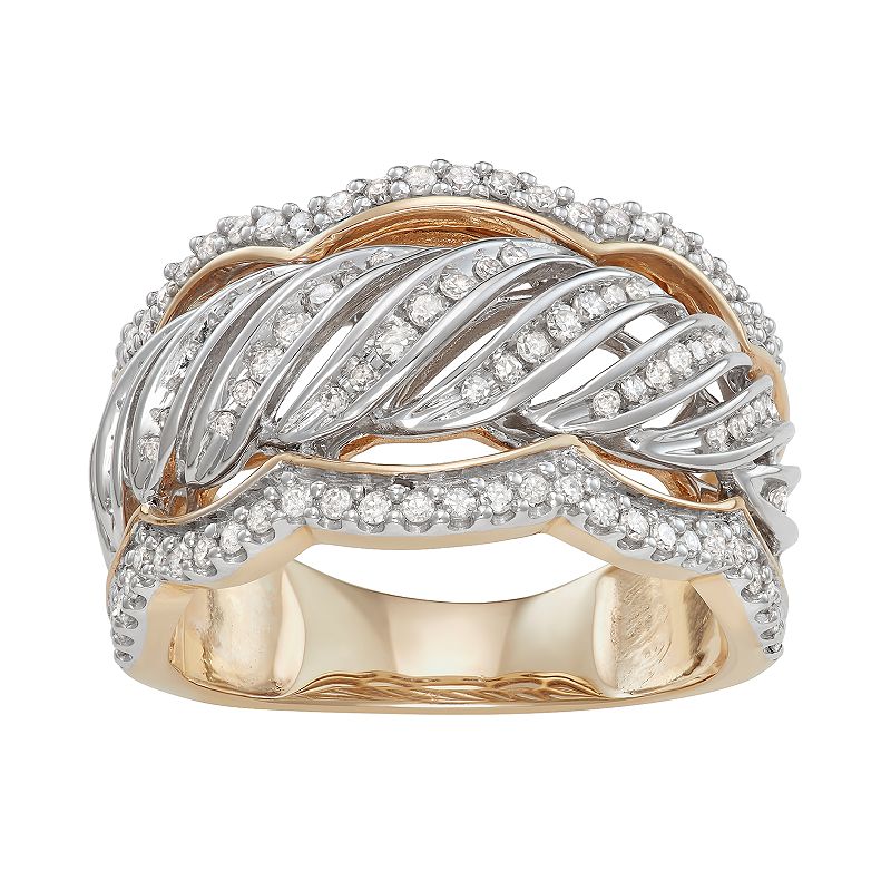 10k Gold 1/2 Carat T.W. Diamond Swirl Ring, Womens, Size: 7, Yellow