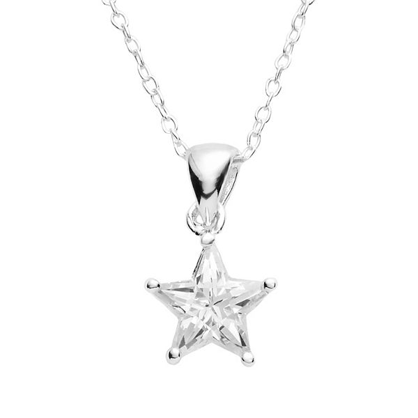 Sterling Silver Lock With Cubic Zirconia Starburst Pendant Necklace - Silver  : Target