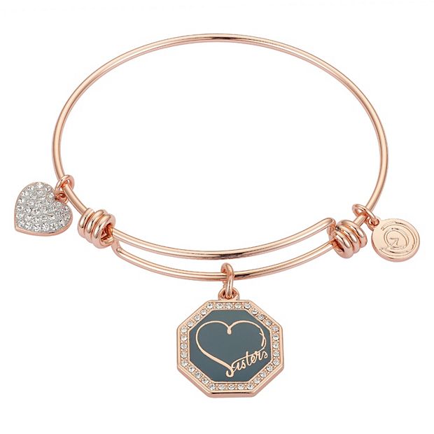 Elephant & Heart & Rose Charm Bangle Bracelet Decorative