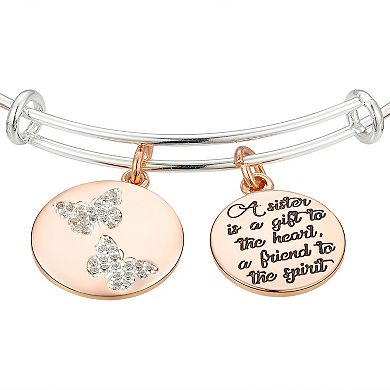 love this life "A Sister Is A Gift" Crystal Butterflies Bangle