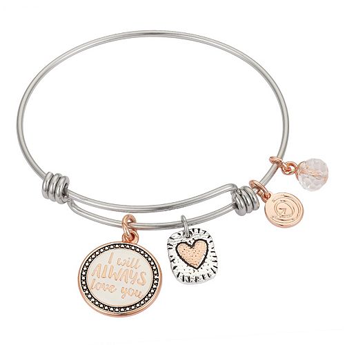 love this life Mother Daughter Heart Bangle Bracelet