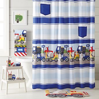 Dream Factory Trains & Trucks Shower Curtain