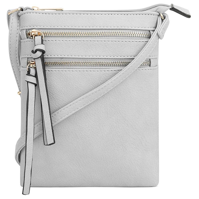 Deluxity Mini Crossbody Bag with Tassel, Light Grey