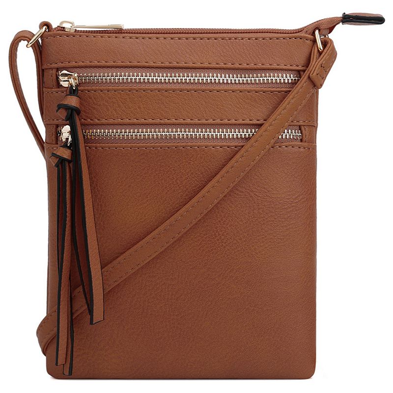 Deluxity Mini Crossbody Bag with Tassel, Brown Over
