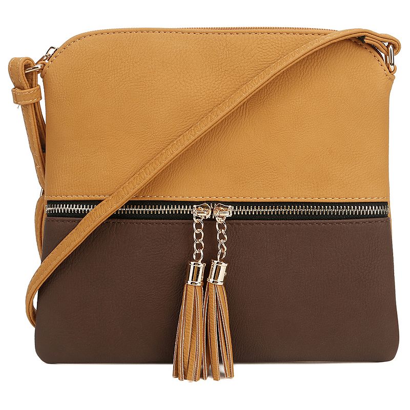 Deluxity Colorblock Flat Crossbody Bag, Yellow