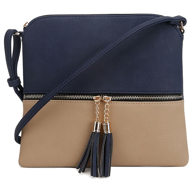 Deluxity Colorblock Flat Crossbody Bag, Blue