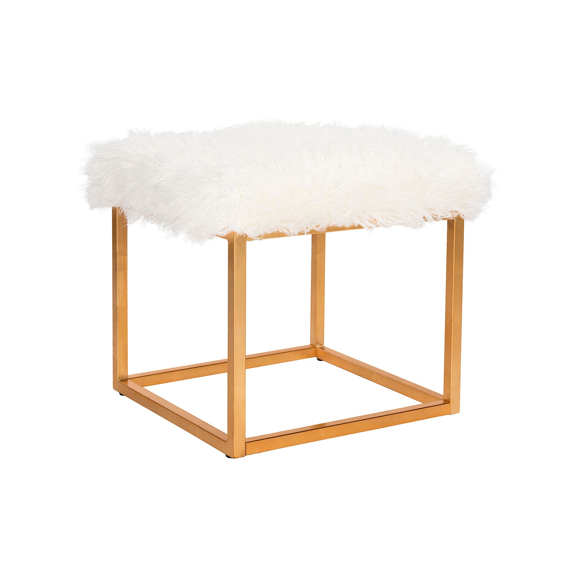 Safavieh Rowan Contemporary Glam Square Ottoman, White