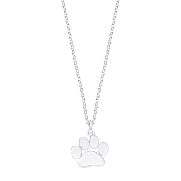 Love This Life Sterling Silver Paw Print Necklace