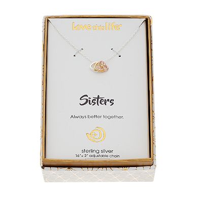 LovethisLife® "Sister" Sterling Silver Tri-Tone Triple Heart Necklace