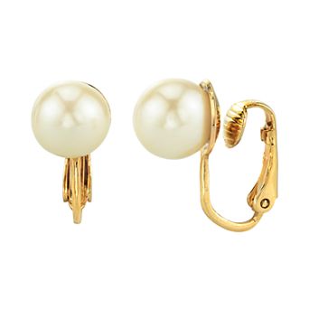 1928 Simulated Pearl Clip-On Earrings
