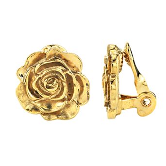 1928 Flower Motif Button Stud Clip-On Earrings