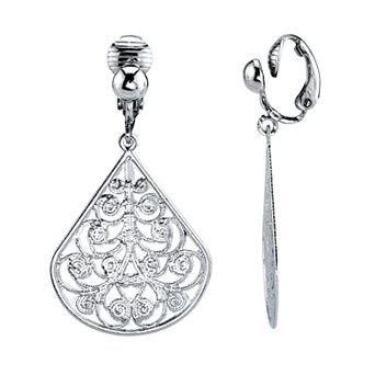 1928 Filigree Detail Teardrop Earrings