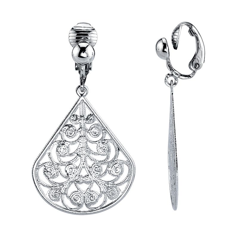 1928 Filigree Detail Teardrop Earrings