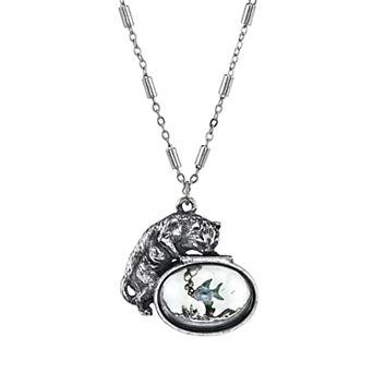 1928 Cat & Fish Pendant Necklace