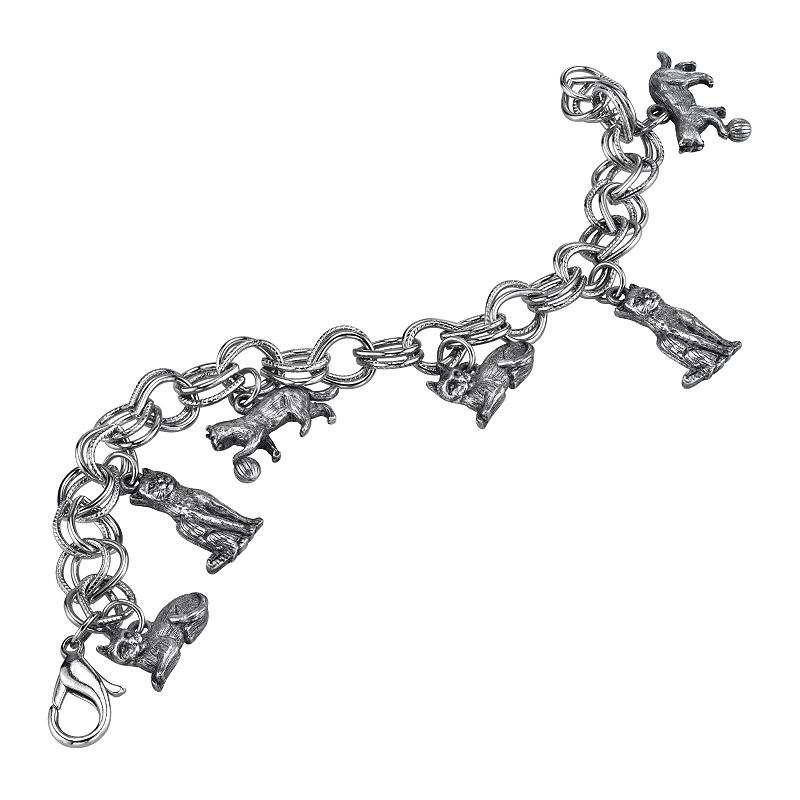 18486128 1928 Jewelry Silver Tone Antiqued Kitty Cat Charm  sku 18486128