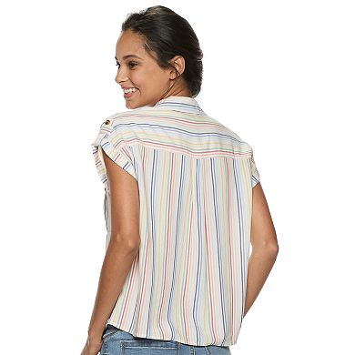 Juniors' SO® Striped Utility Shirt