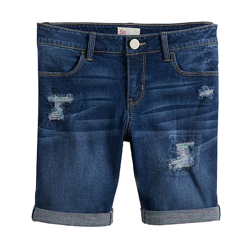 Girls 7-16 SO® Cuffed Bermuda Jean Shorts